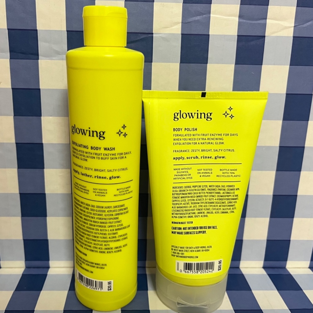 2 BATH & BODY WORKS GLOWING FRUIT ENZYME BODY WASH + BODY POLISH SET SEALED - Picture 3 of 3